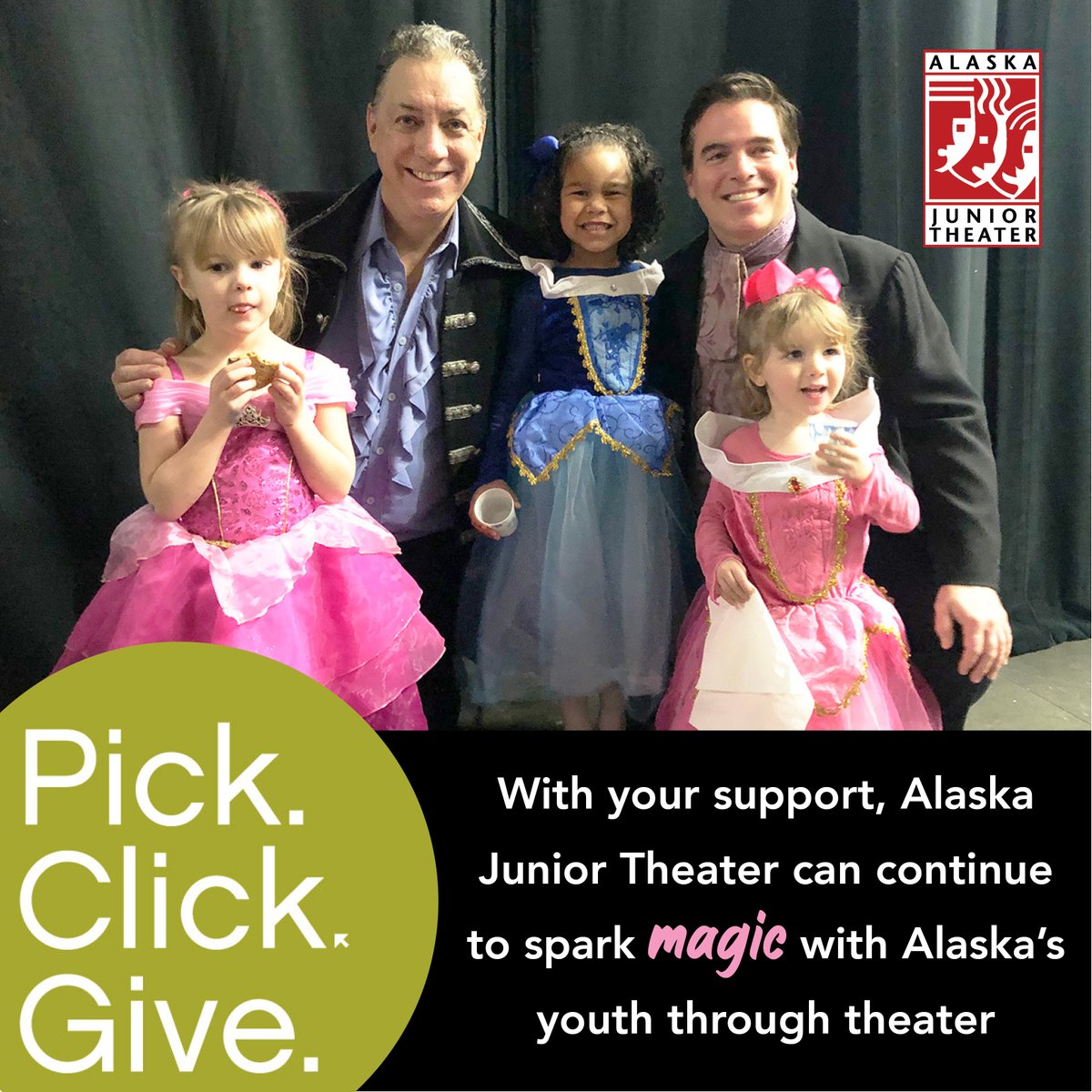 Here are Alaska Junior Theater, we want to continue sparking that MAGIC in our community. When you apply for your PFD, please consider donating a portion of it toward AJT!

#AlaskaJuniorTheater #PickClickGive #PFD #Alaska #Anchorage #thingstodoinalaska