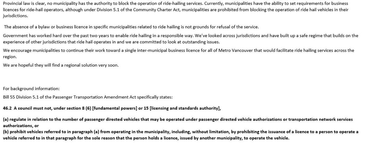 richardzussman's tweet photo. Here is a statement from province on Surrey and ride hailing. #bcpoli https://t.co/WVz6kzkXz0
