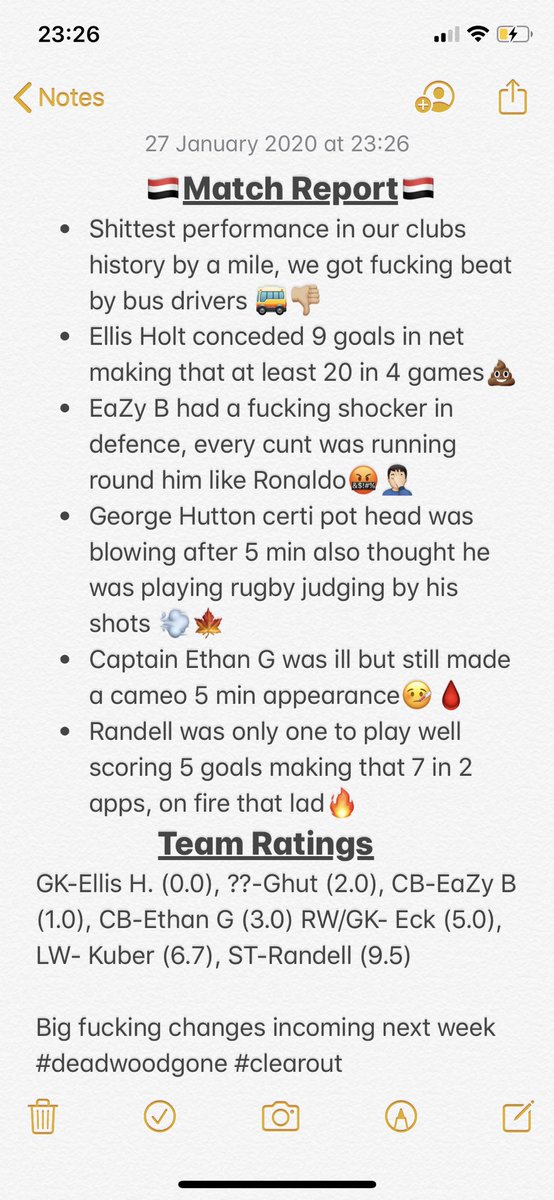 A_BlockazFC's tweet photo. 🤦🏻♂️A Blockaz F.C. 5-10 Jim stones F.C🤦🏻♂️
Our only 2 positives were Randell scoring 5 and calling the opposition striker a fat cunt🤬🤷🏻♂️Carrying this team the minute that man🙄
#BigChangesIncoming 🩸🇾🇪🆎 https://t.co/Htd1I5y7Mv
