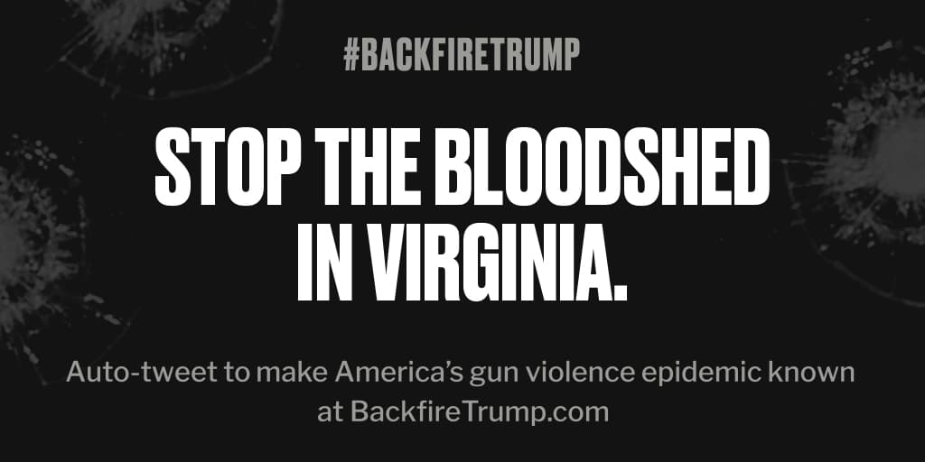 emuse09's tweet photo. Shooting in #Virginia just took an American life. #POTUS, please do something. #BackfireTrump https://t.co/ot2dCTBtyX