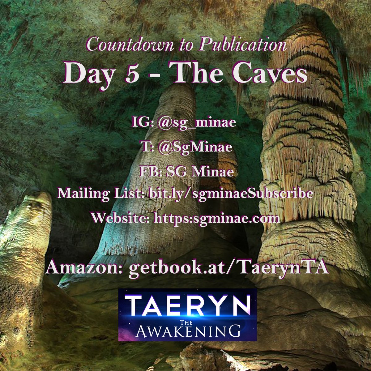SgMinae's tweet photo. #Day5-#TheCaves
The steep switchbacks descended to the cavern's dark opening. Taeryn felt a tug deep down in her stomach as if the caves were calling to her, drawing her closer.
#TAERYN #steamy #scifi #romance
#amreading #read #writer #writing #CarlsbadCaverns #AliensOnEarth https://t.co/PY5X2MX37y
