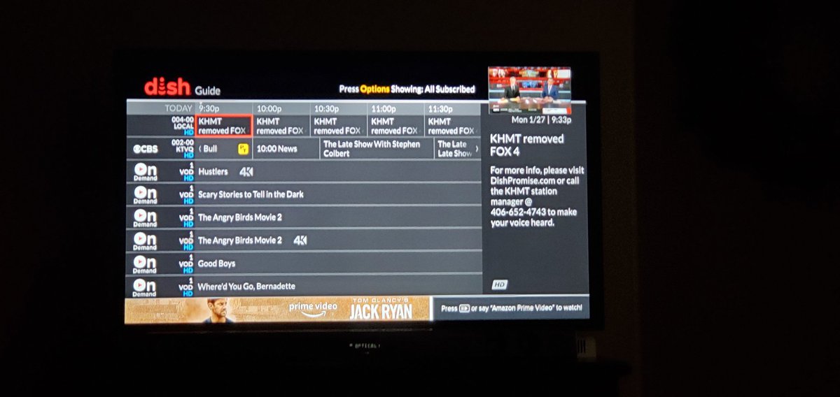 Okiecain's tweet photo. Either #KHMT #FOX or @dish need to settle their issues so I can watch the #SuperBowl. Does @DIRECTV need a new customer? https://t.co/uM8Dzf40cs