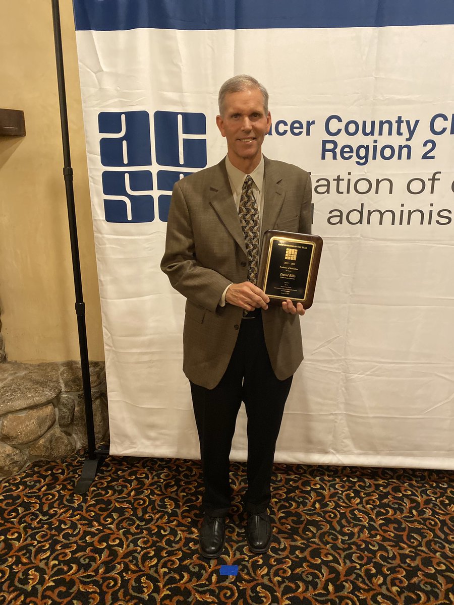 PlacerACSA's tweet photo. Placer County Administrator of the Year ‘Professor of Education’ David Bills!! Congratulations!!! @williamjessup https://t.co/BrHuYFdVnK