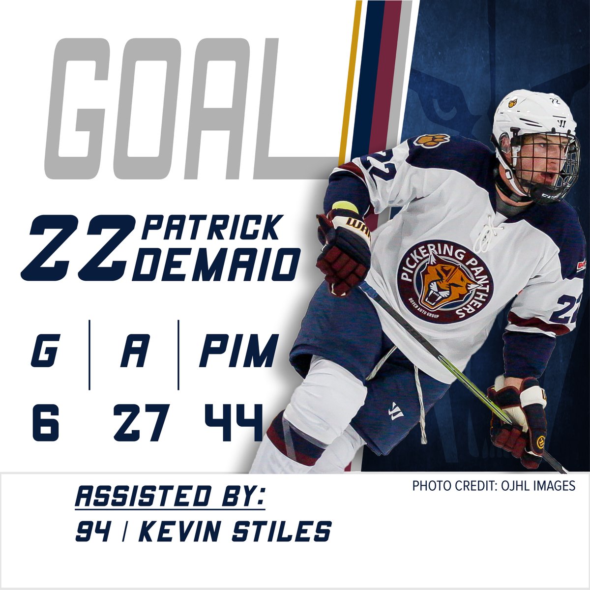 PanthersOJHL's tweet photo. 🚨PANTHERS GOAL🚨

@pattydemaio ties this game up with only 17 seconds left in the first!
Assisted by @Kevin_Stiles19.

1-1 | (19:43) https://t.co/Gx0ZnWYpPZ