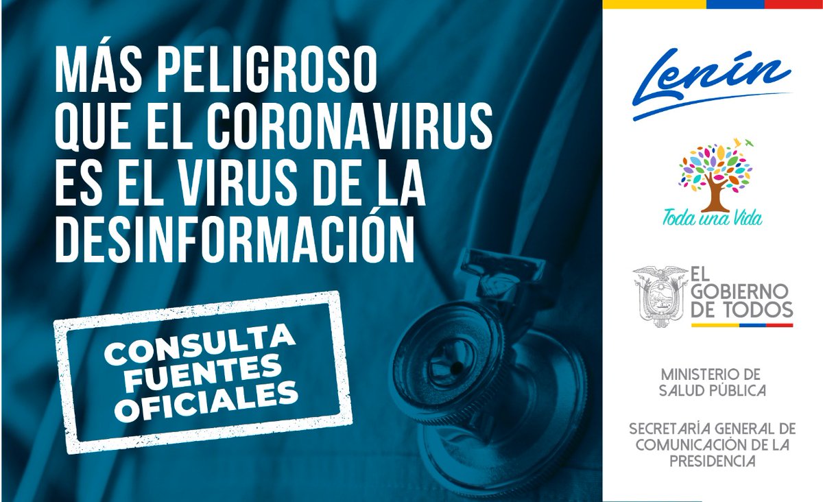 Salud_Ec's tweet photo. #PrevenciónEsSalud | El Ministerio de Salud Pública, a través del Sistema de Vigilancia Epidemiológica, aconseja a la ciudadanía informarse por canales oficiales y mantener la calma.

¡En Ecuador no hay casos confirmados de #Coronavirus! https://t.co/zGaT0jMCuJ
