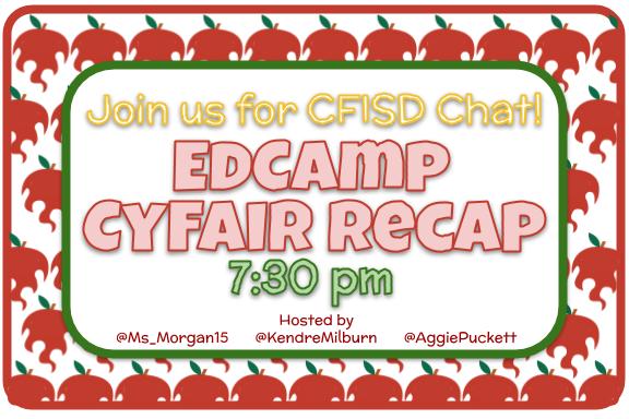 CFISDchat's tweet photo. Join us in less than one hour to recap and chat about #EdCampCyFair! #CFISDchat https://t.co/jZPH9aHS10