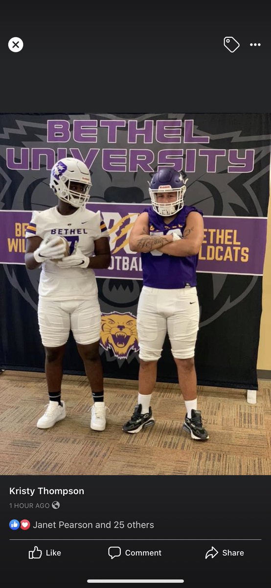 After a long talk with my family and friends I am truly blessed to commit to Bethel university it’s time to eat with my brothers.💜💛