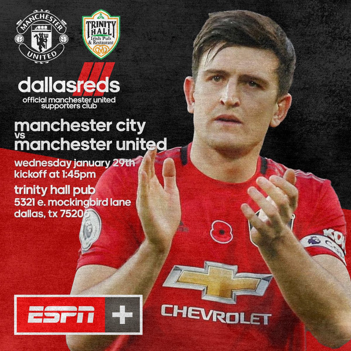 DallasReds's tweet photo. A place in the #CarabaoCup is at stake and a comeback is needed for this #ManchesterDerby on Wednesday afternoon. Come join the Official #MUSC of #DFW at @TrinityHall #MockingbirdStation #Dallas #Texas for kickoff. Event in bio - Click ‘Going’ and invite your #MUFC friends https://t.co/wWRUhAidhA