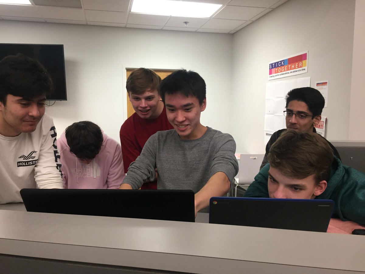 Our programmers in their natural habit coding the color sensor for the wheel of fortune. Adam is frustrated with importing the library.
#programming #Robotics #omgrobots #FIRSTRise #infiniterecharge #STEMsquad #morethanrobots #HHS #explorerpride