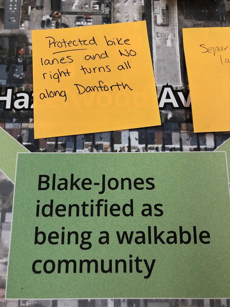LanrickBennett's tweet photo. #DanforthStudy - #TorontoDanforth and #BeachesEastYork are out in full force. Acknowledgement that Broadview to Coxwell has been lagging way behind in understanding that #CompleteStreets are the future. Forward Thinking this evening #BikeTO #WalkTO https://t.co/hIWqko9KqY
