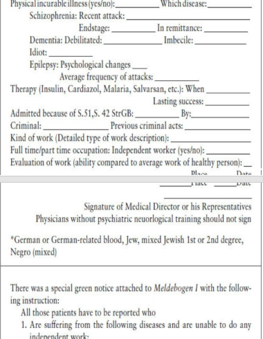 The black and white photograph shows a translation of a questionnaire with text requesting social, demographic, economic and health information.