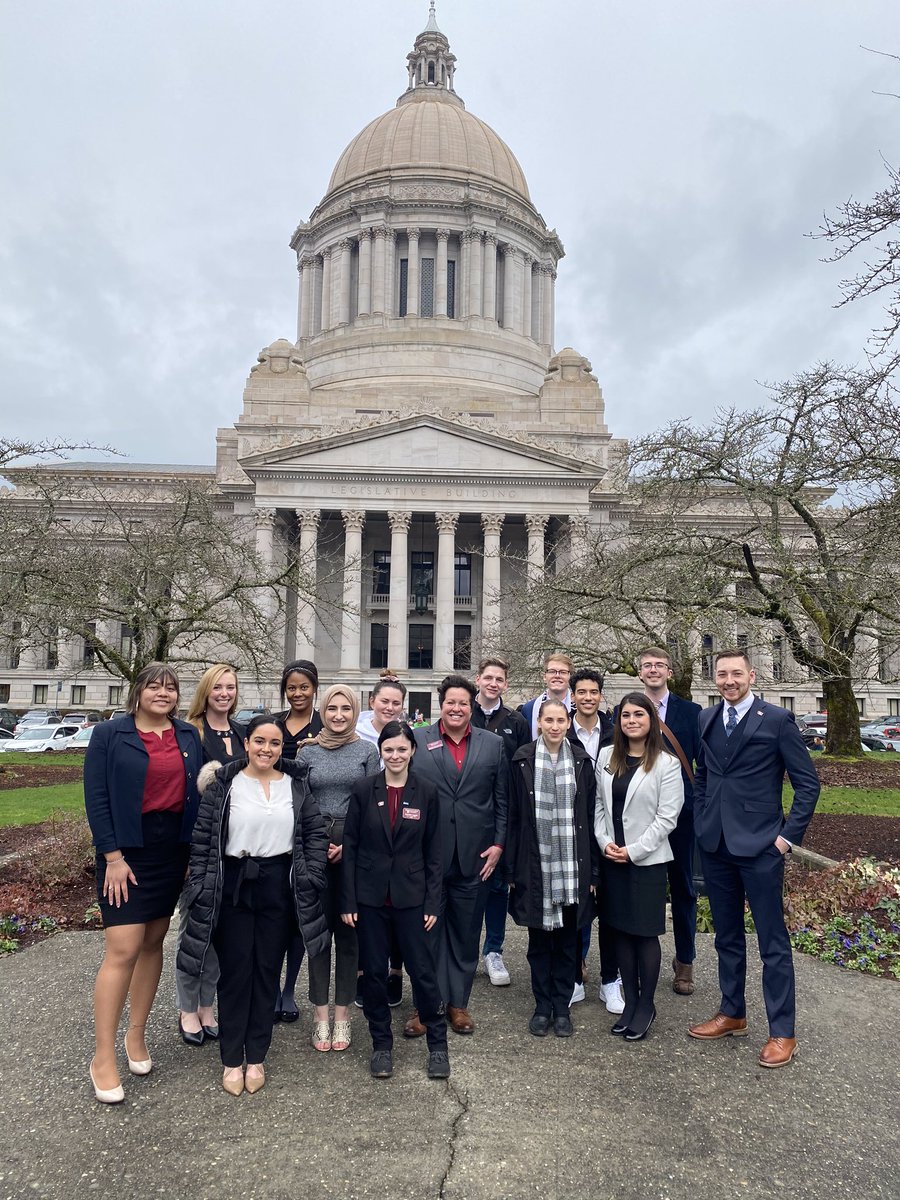 WAstudents's tweet photo. Day 15/60 of the 2020 WA Legislative Session and we finally took a group picture of our student liaisons aka the student lobbyists you see testifying, and lobbying for a more affordable and accessible system of higher education 🏛👨🏼‍🎓👩🏾‍🎓🎒 #waleg https://t.co/DHeqPxA3jI