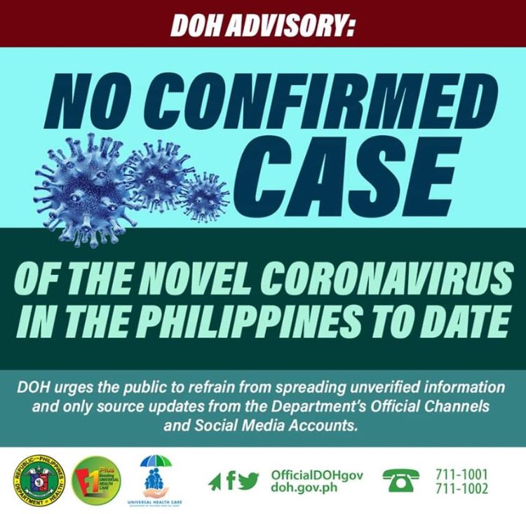 csukomyu's tweet photo. #KomyUnity ADVISORY | NO CONFIRMED CASE OF NCOV IN PH TO DATE -DOH
The Department of Health (DOH) reiterates that, to date, there are no confirmed cases of 2019-nCoV in the Philippines.
DOH also calls on the public to be responsible, and refrain from sharing unverified info. https://t.co/xu3R2RI4z5