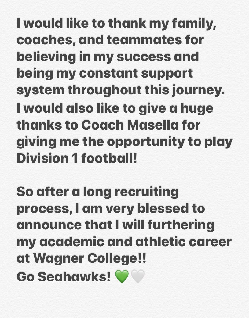 justinreilly45's tweet photo. Committed‼️ Go Seahawks 💚🤍@tommasella @Wagner_Football https://t.co/QMslMcGMrG