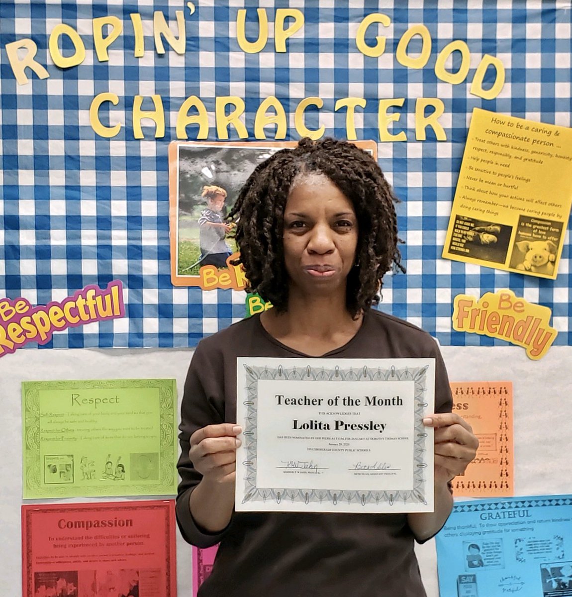 HCPS_dthomas's tweet photo. We celebrated our monthly notables for January today 😀 Congratulations to Mrs. Pressley, our teacher of the month. She did a great job reestablishing classroom routines following Winter break. #consistencyiskey #setclearexpectations @Jeff_Eakins @HCPSArea3 https://t.co/ISZB9rqiZr