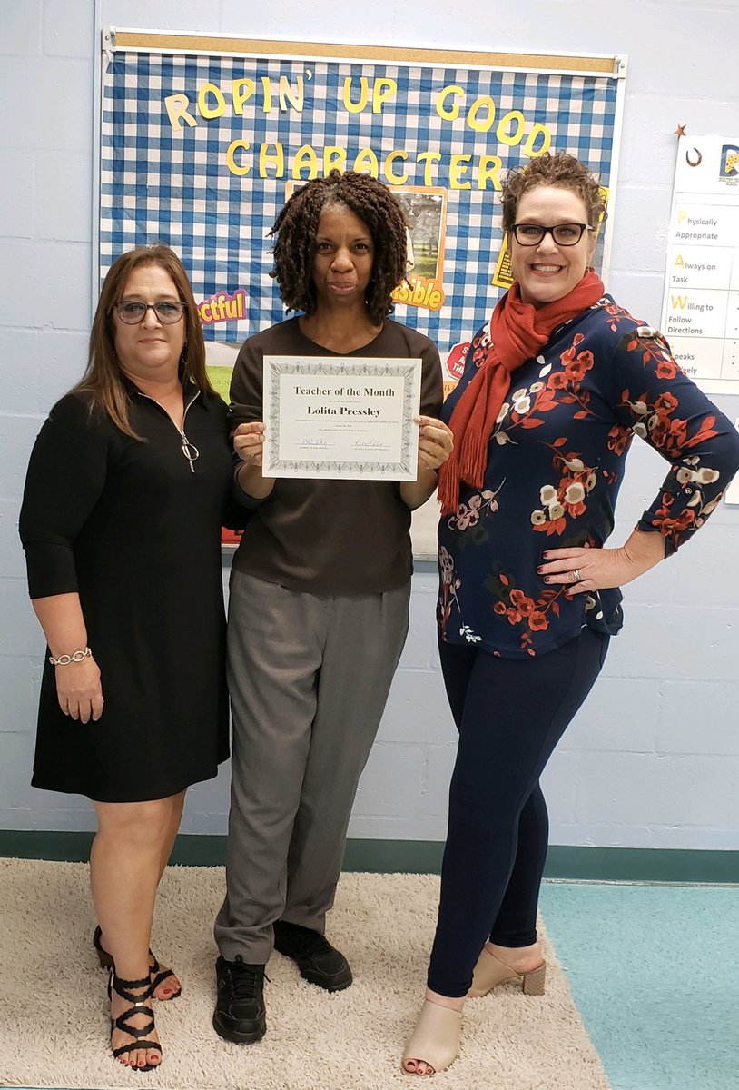 HCPS_dthomas's tweet photo. We celebrated our monthly notables for January today 😀 Congratulations to Mrs. Pressley, our teacher of the month. She did a great job reestablishing classroom routines following Winter break. #consistencyiskey #setclearexpectations @Jeff_Eakins @HCPSArea3 https://t.co/ISZB9rqiZr