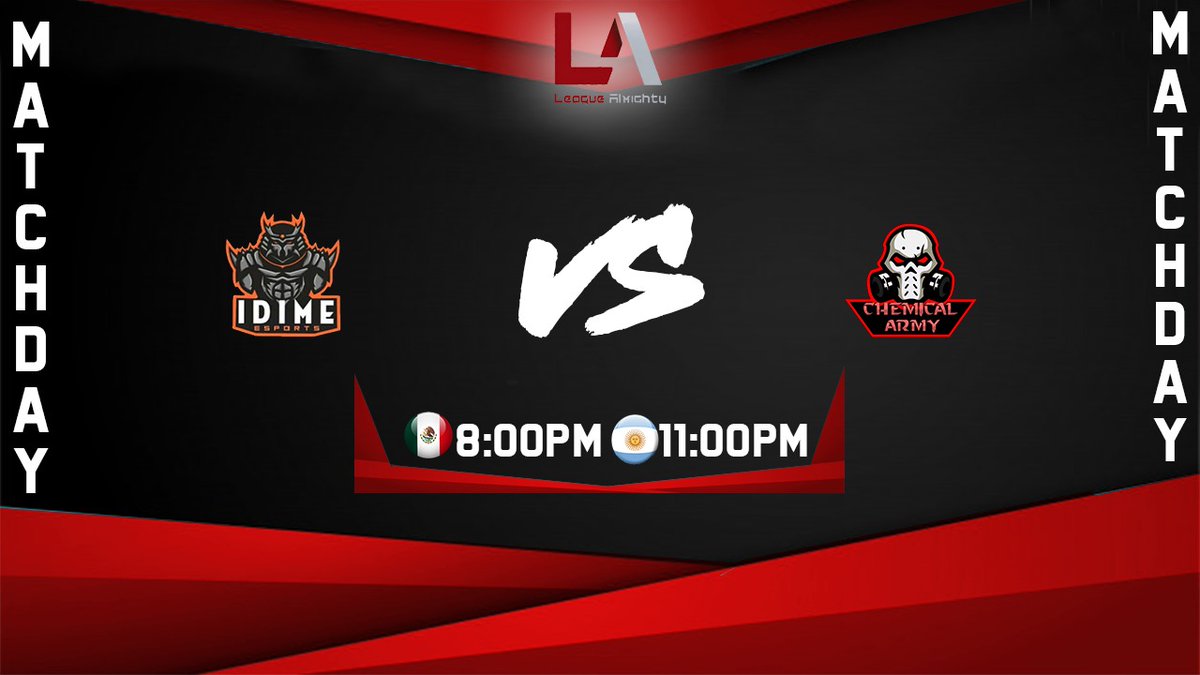 #MatchDay

Hoy se define el grupo 1 con este enfrentamiento. ¿Quiénes serán los 2 primeros equipos en pasar a playoffs? 🤔

@IdimeForever 🆚 @ArmyChemical 

⏰ 20:00 🇲🇽 | 21:00 🇵🇪 | 23:00 🇦🇷