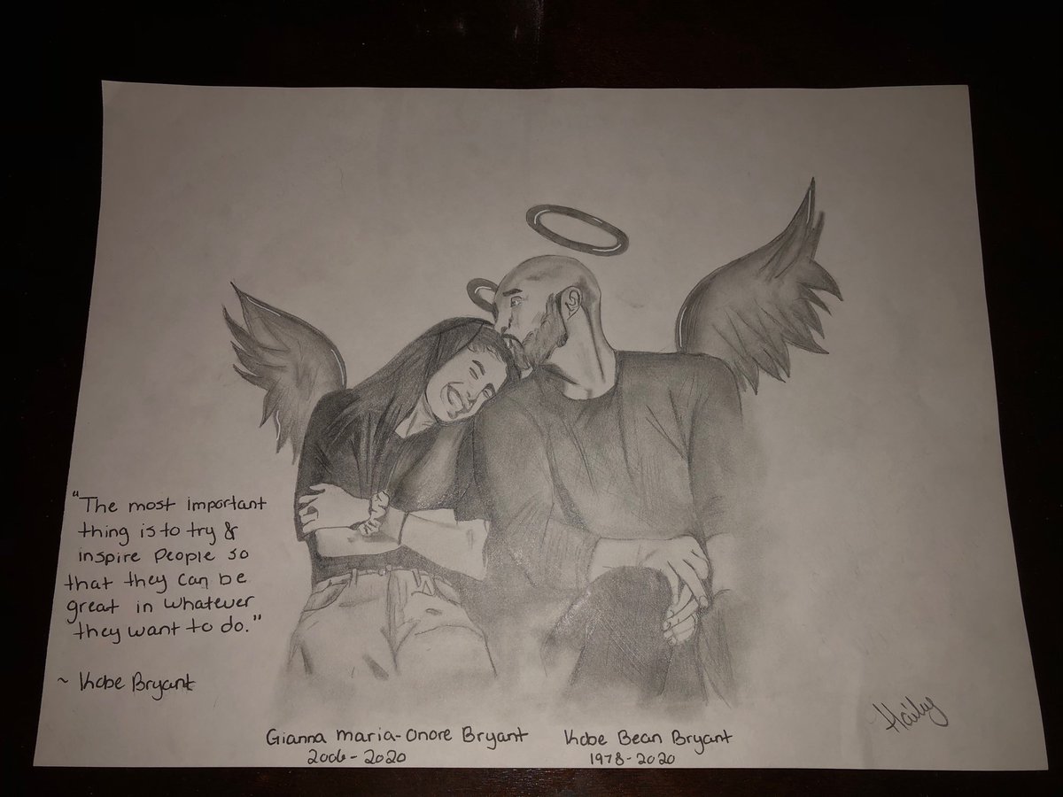 amee_j's tweet photo. My amazing daughter did this sketch of Kobe and Gigi!! https://t.co/ws1fI65ue5