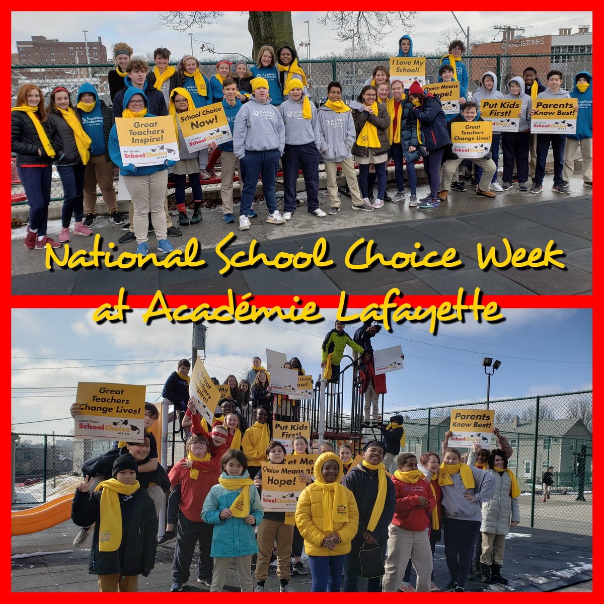 #AcademieLafayetteKC celebrates National School Choice Week and #SuperBowlWeek Goooooo Chiefs! Goooooo #SchoolChoiceWeek! #AL #ALIHS #SchoolChoice #NSCW #KCChiefs #SuperBowlBound #AFCChamps #SuperBowlLIV