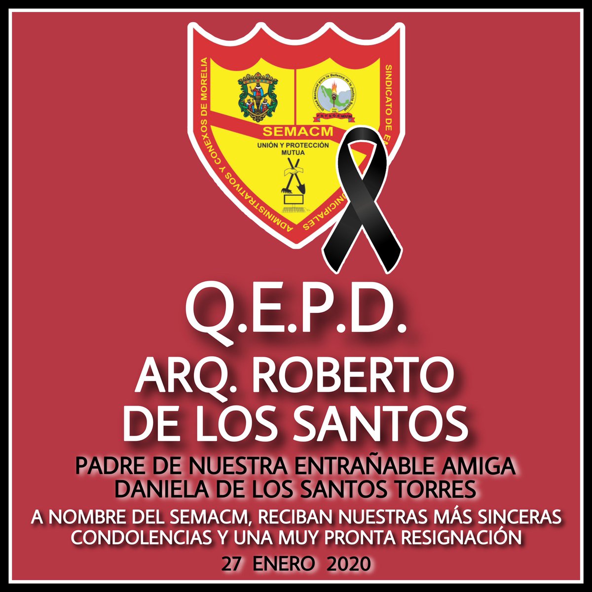 SEMACMsindicato's tweet photo. @daniDlosantos recibe nuestras mas sinceras condolencias. https://t.co/1sfwUKcZNO