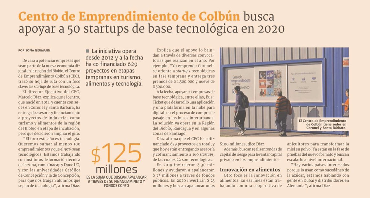 coyanedelc's tweet photo. Centro de Emprendimiento Colbun busca apoyar a startups de base tecnológica en 2020 https://t.co/zTunTOCz1p https://t.co/I8euNdDXY8