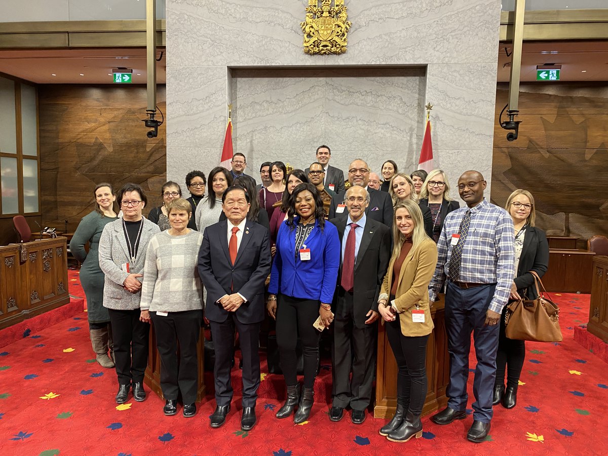 PeelCAS's tweet photo. It was a privilege to join child welfare leaders across Canada in a tour of the Senate today by @SenatorVictorOh. Looking forward to our discussion tomorrow on the challenges intersecting child welfare and settlement issues. #CWICE #Immigration #childwelfare https://t.co/Hk9vKInoQe
