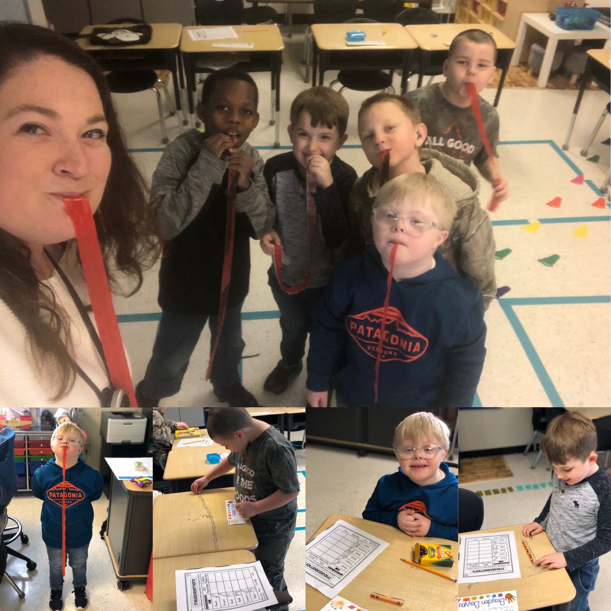 KelliRebholz's tweet photo. Today in Math we measured objects in the classroom using non-standard units (large and small paper clips)! We then enjoyed a yummy treat after students estimated the length of a Fruit by the Foot! #NCSSBeTheBest #OurAbilitiesOutWeighOurDisabilities #FHES_Tweet https://t.co/jQev0dRg6J