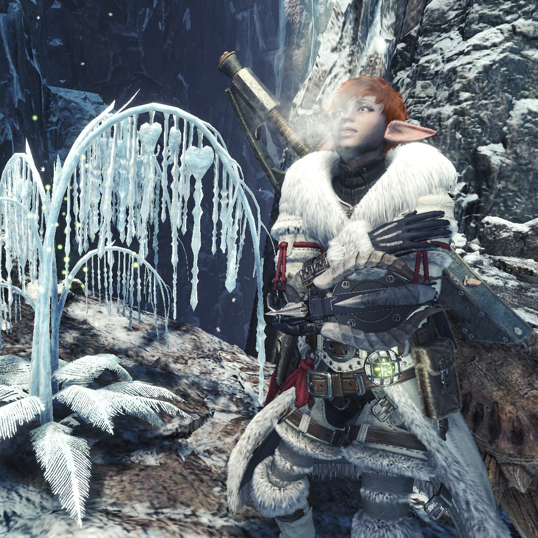 monsterhunter's tweet photo. Get in touch with nature around you... Clear the #Iceborne Event Quest "Flora Frostbite" to craft the Wyverian Ears headpiece and unlock useful environmental skills. 🧝🍄 https://t.co/uOvHvlT9wk