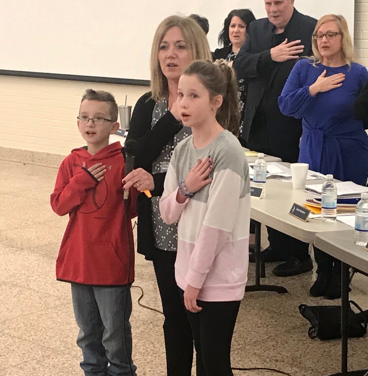 So proud of our students and tonight two of our Margaret Ross students led the Pledge of Allegiance at our monthly board meeting!