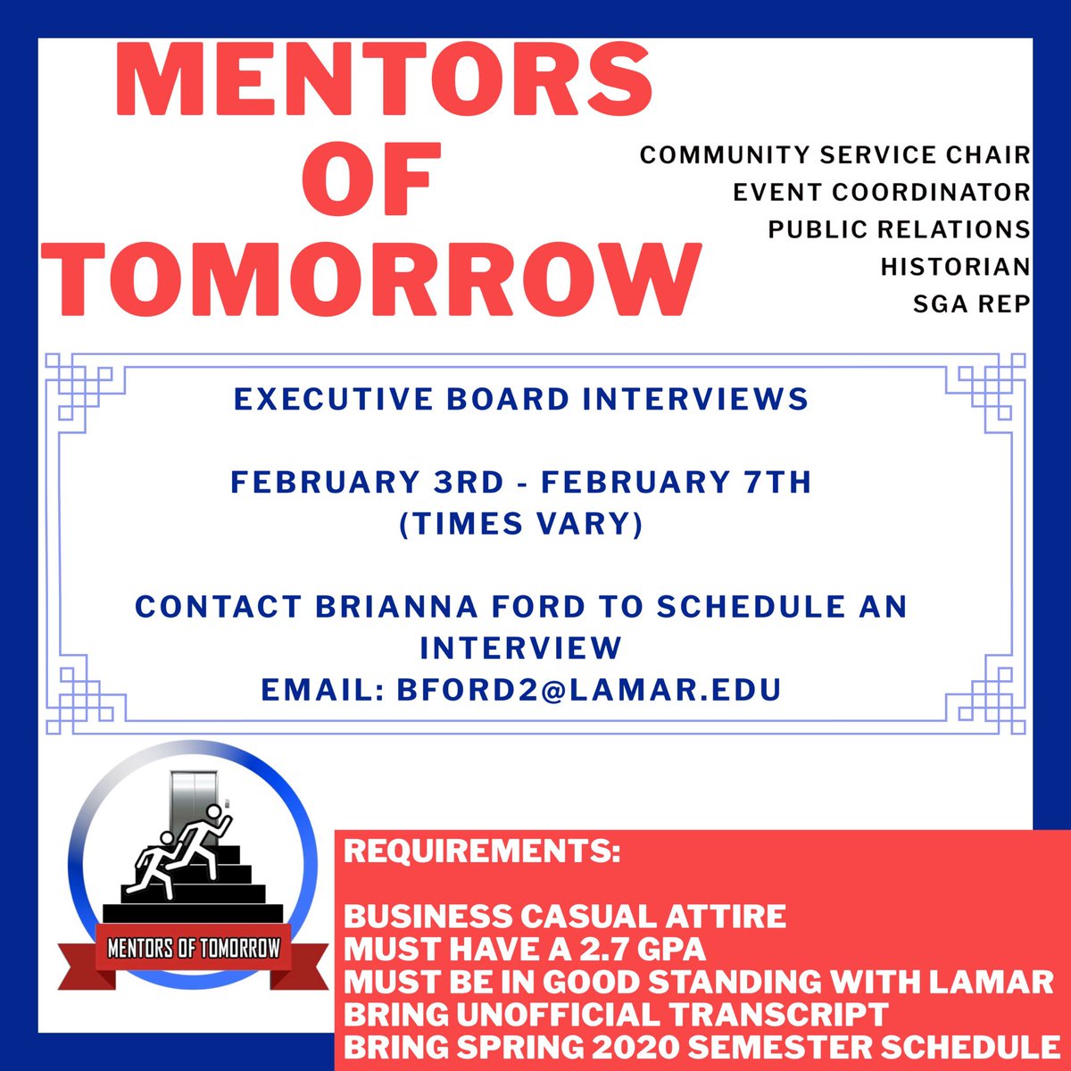 LamarUMOT's tweet photo. 🚨PSA!!! We are looking for friendly, creative, and dedicated people to join our eboard! 

Email Brianna To schedule your interviews and DM if you have any questions!! https://t.co/jc9evpcdDh