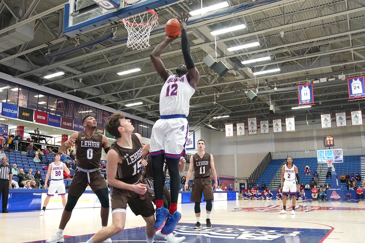 AUeagles's tweet photo. Career-highs of 15 points and 10 rebounds for YY, season-highs of 26 points for Sa’eed and 16 for Stacy. 

Great @PatriotLeague win over Lehigh for @AU_MBasketball , 77-56! 

#AUEagles 🦅🏀 https://t.co/FjXQUGeccX
