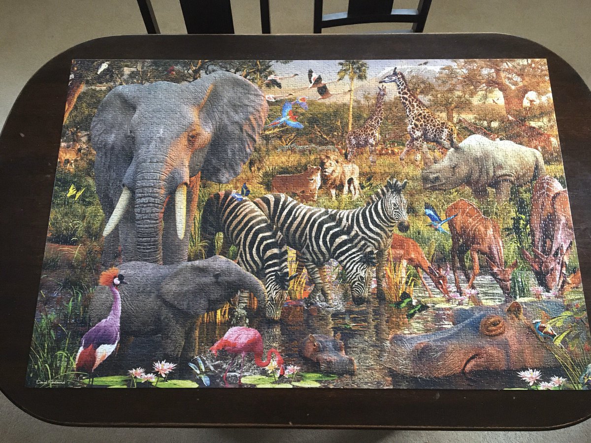 hallidayg's tweet photo. @Gavinnewsham enjoyed your article in today’s Age on jigsaws.
After almost 4 months finished a couple of weeks ago and takes up the entire dining table.  Just as well the kids have moved out. Enjoy the challenge https://t.co/7sVKiq7liO