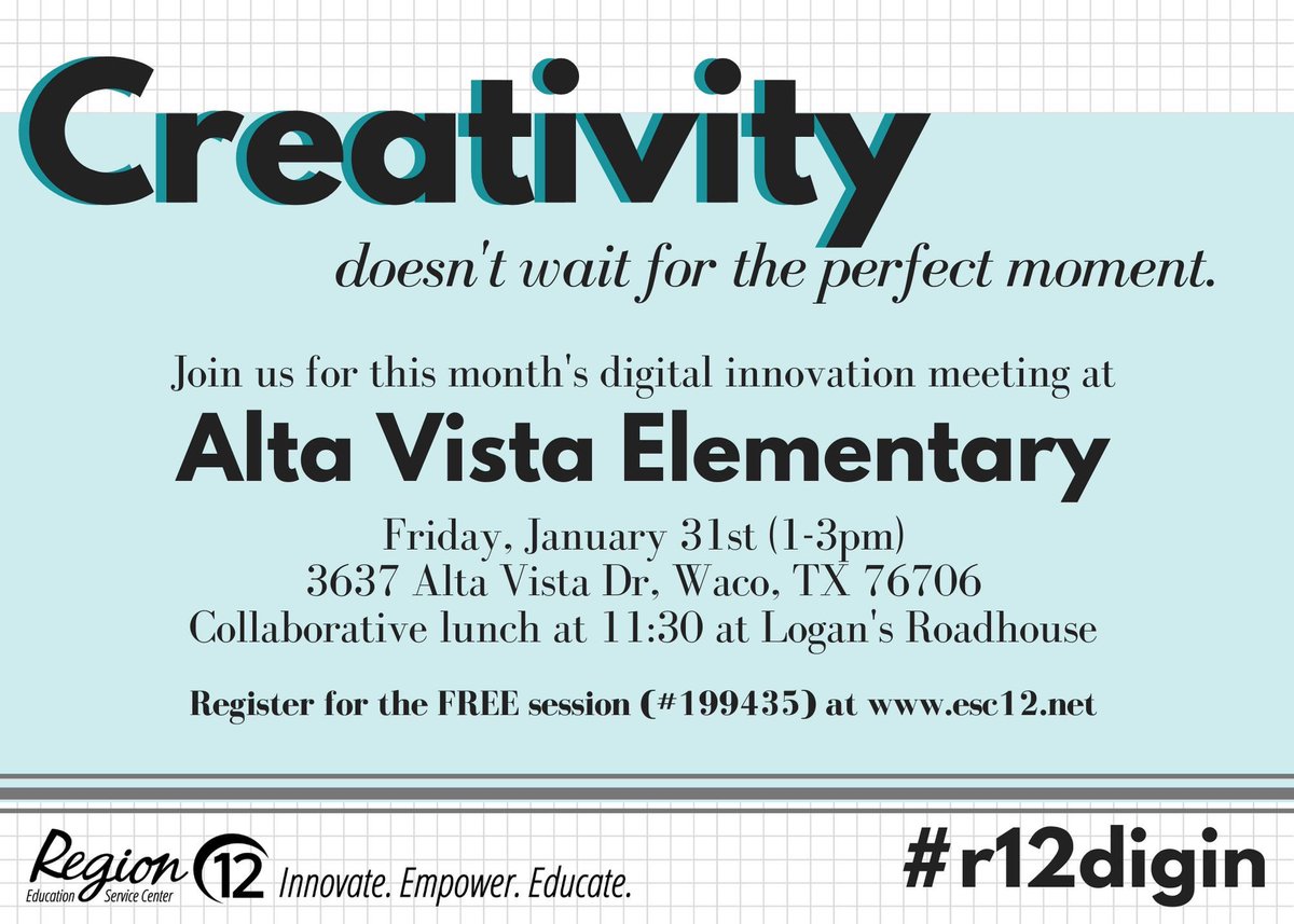 Join us this Friday at @AltaVistaES as their students showcase the power of creativity! @TransformWaco @WacoISD @WacoISDBL @skincannon11 @lhelton15 @KarmenLogan #r12digin