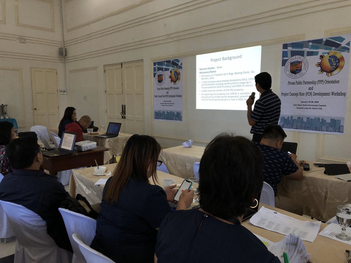 PPP_Ph's tweet photo. ATM: Iloilo Provincial Government officers present their PPP Projects concept note in the ongoing PPP Orientation and Project Concept Note Development Workshop led by the PPP Center. #LocalPPPs #PhPPPProgram @PIADesk @pnagovph https://t.co/GgqfvttrcX