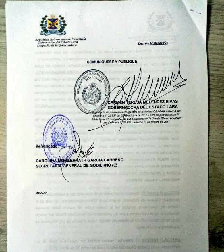 #27Ene En Gaceta Oficial N° 24527 y según Decreto N° 03839. Declaro el día martes 28 de enero Día de Júbilo no laborable en todo el territorio del estado Lara por obtener el Cardenales de Lara el 6to Título de Campeón del Béisbol Profesional de la pelota criolla Venezolana!