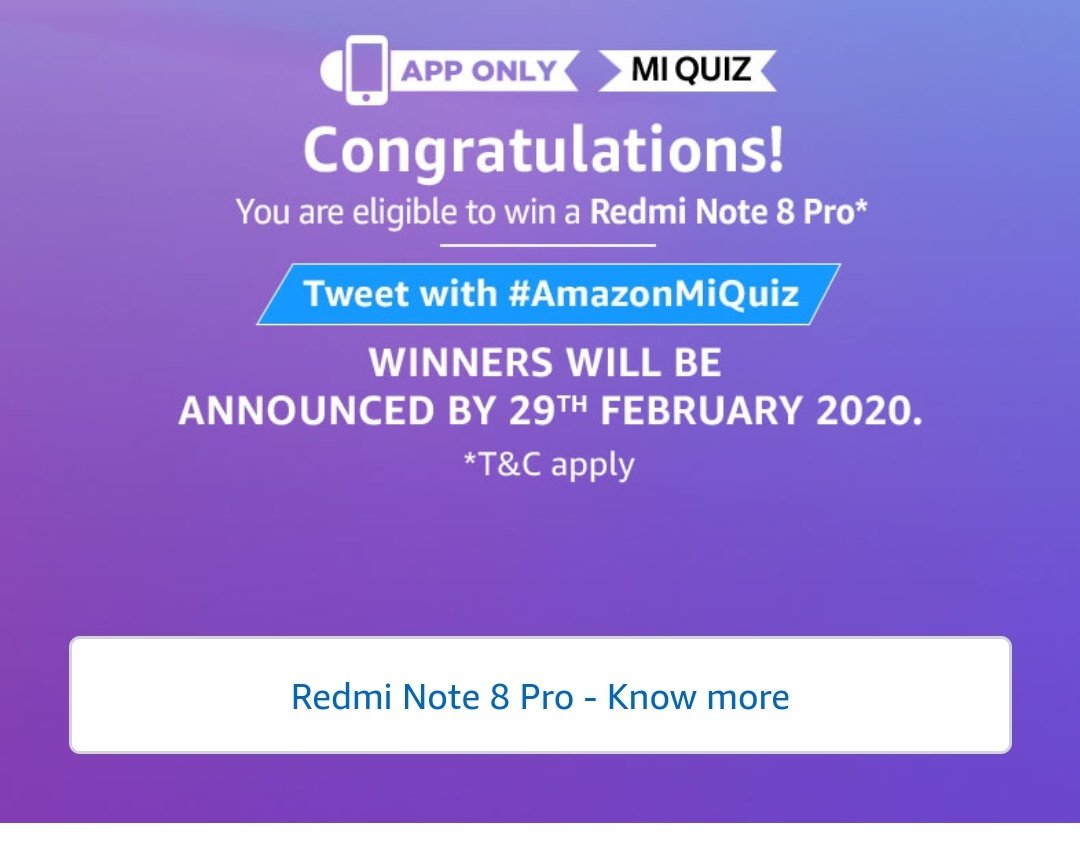 swapnyk's tweet photo. #AmazonMiQuiz https://t.co/bU7k53uhJ5