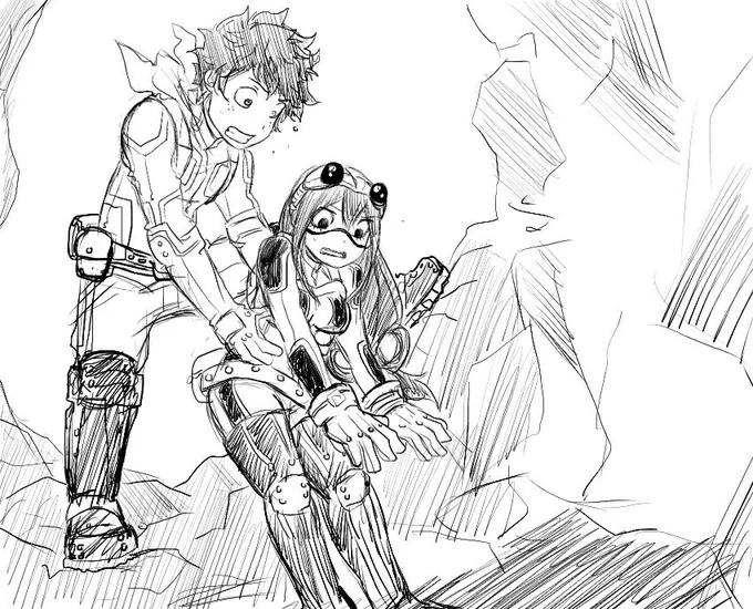 Izuku and Tsuyu : mission together doodle. Enjoy. Sorry guys I'm very busy lately. ? #izukumidoriya #TsuyuAsui #midotsuyu #izukuxtsuyu #Deku #Froppy #mission #team #doodle #fanart #BokuNoHeroAcademia 
