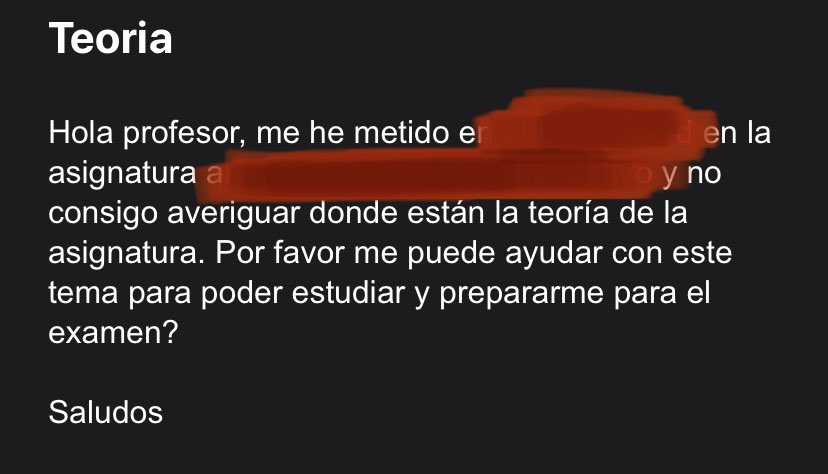 Bert0's tweet image. Lo normal es que los alumnos apuren hasta el último momento, pero este correo me llegó ayer, siendo hoy el examen de la asignatura. Lo mejor de todo es que en todo el cuatrimestre no ha tocado ni un solo apunte #prayforhim #SiSePuede