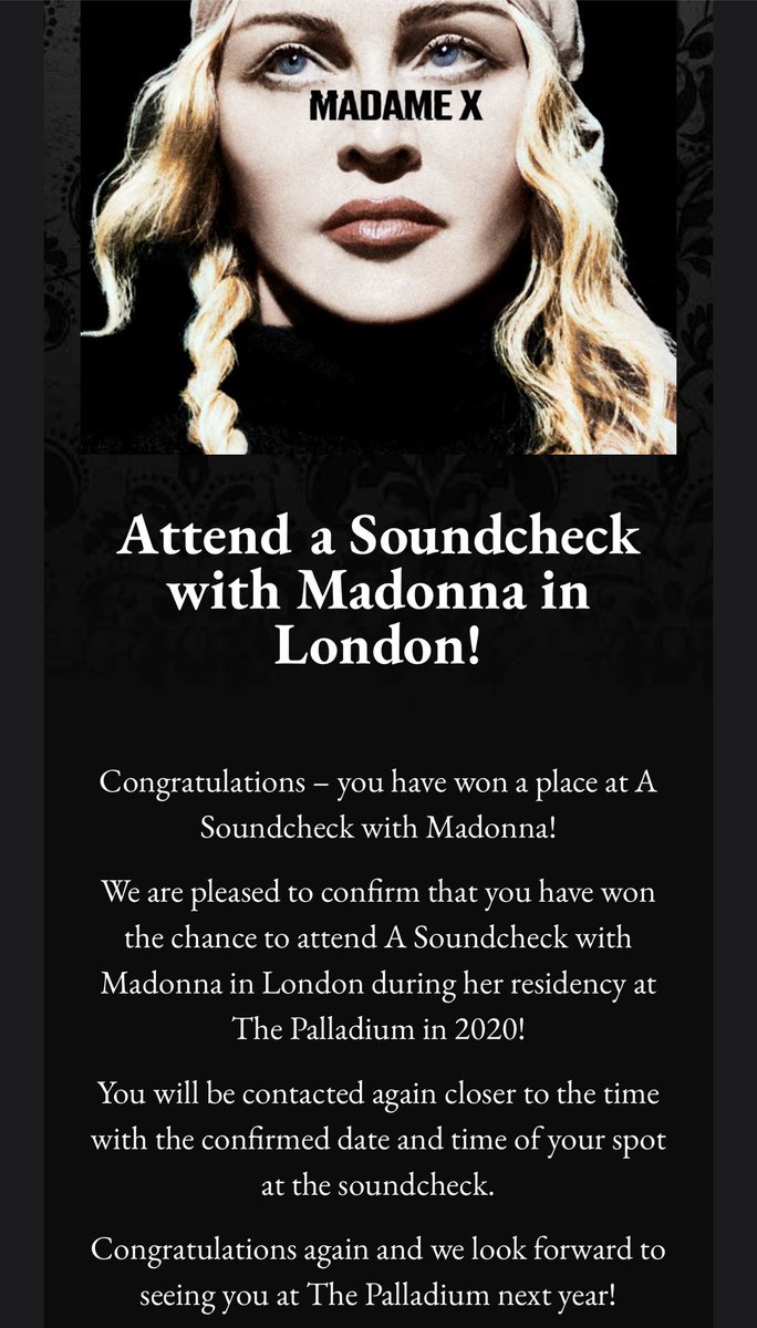 fbfilms's tweet photo. Hello 👋🏽 @UMusicuk any updates about the #madonna soundcheck in #london that we won ?? We are STILL waiting !!!! #madonnasoundcheck @MadonnaFanParty @Madonna https://t.co/VYe4cawTEY