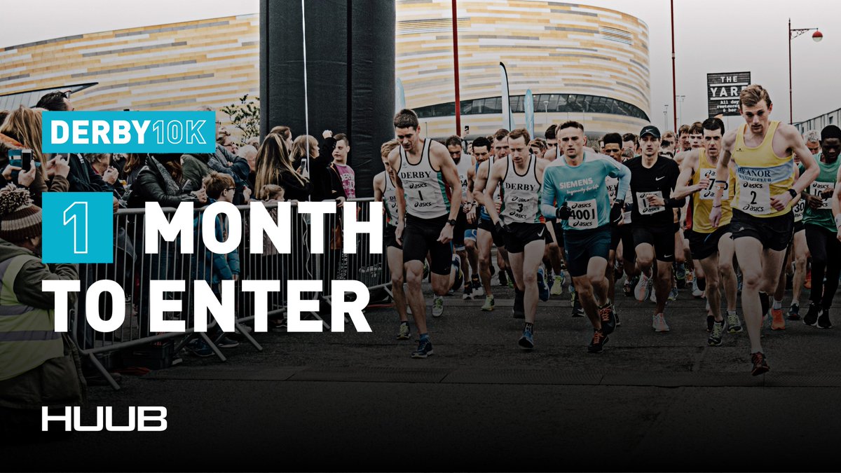Just 1️⃣ month left to enter the #Derby10K2020!

Join the thousands of people who are already registered to enter Derby's biggest race on Sunday 29th March 🏃‍♀️🏃‍♂️

Enter here 👉 bit.ly/10KEnter