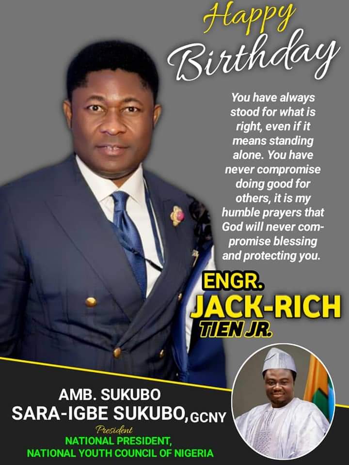 PromiseWaymedia's tweet photo. The key to success is to develop a winning edge”This inspirational massage is truly rooted in the Heart of Engr. Jack-Rich Tien jr. As you continue to develop others, may God continue to develop you in Good health. Happy Birthday sir.

Amb Sukubo Saraigbe Sukubo President, NYCN https://t.co/wlClTU9zm7