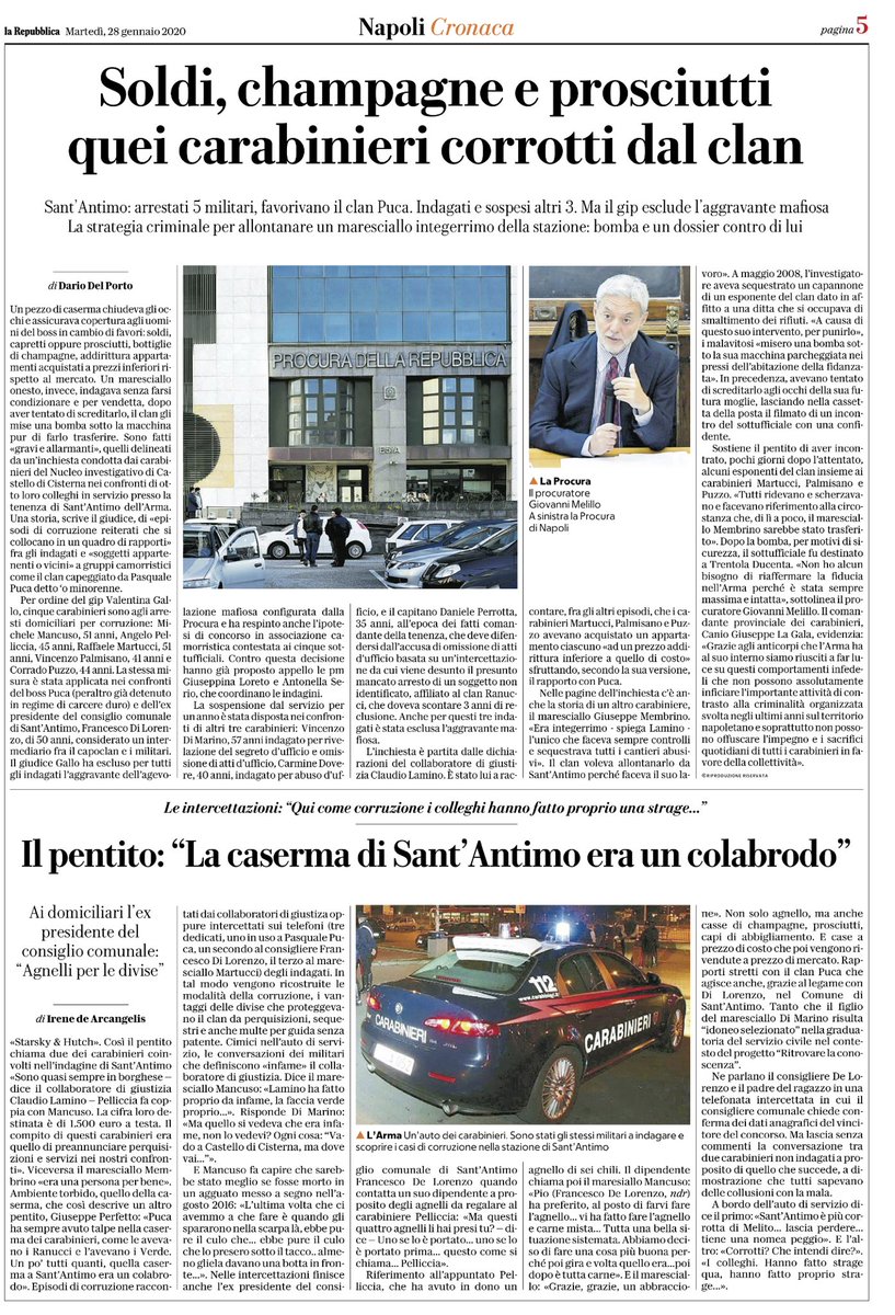 Soldi 💰 champagne 🍾 e prosciutti 🍖 quei Carabinieri corrotti dai clan 😖 un’intera stazione al servizio della Camorra 😣 io la chiamo #messicanizzazione 🧐