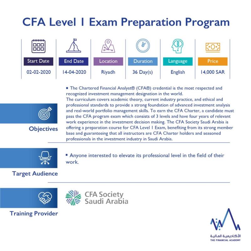 CFASaudi's tweet photo. Preparing for the CFA level 1 exam?
CFA society Saudi Arabia in collaboration with the @thefaksa is running a 12 week program to help you prepare for the exam.
Register now!
https://t.co/Ho6DpNvGln
#cfa #prepare #exam #cfasa #level1 https://t.co/90LIETt8pN