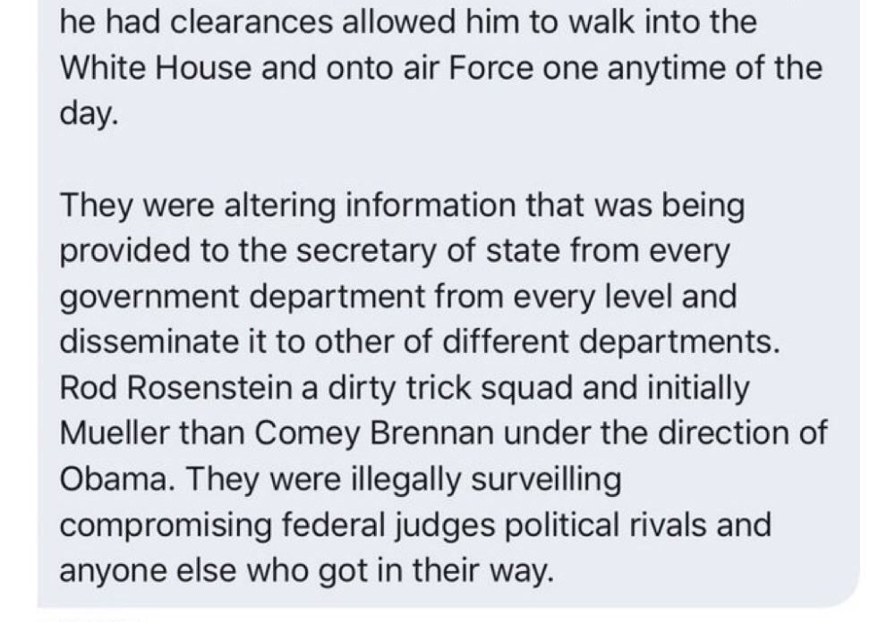 “That’s why he had clearances allowing him to walk into the White House & onto Air Force One anytime of the day. They were altering information that was being provided to Sec of State from every government department from every level & disseminating it”  @Johnheretohelp 6/21/19