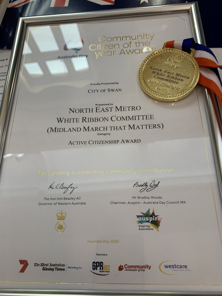 KDarnborough1's tweet photo. Such an honour to represent the Midland March DV committee to  accept the Active Citizenship award in the City Of Swan Citizen of the year awards . https://t.co/29BzfPhq3f
