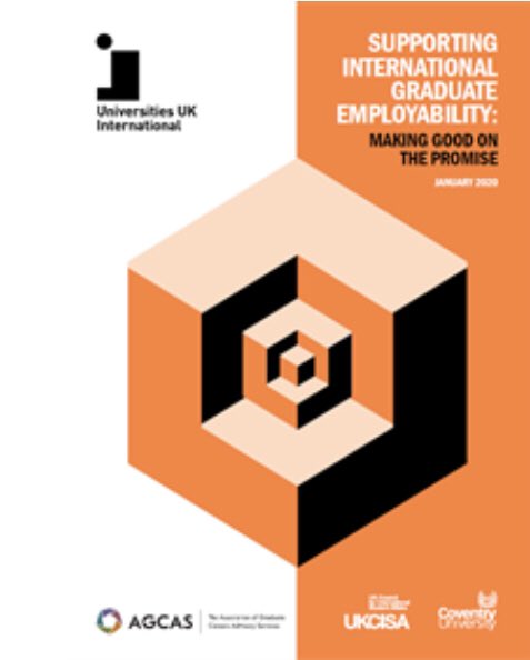 AGCAS's tweet photo. 🥁NEW research report drumroll!

Today sees the launch of:

Supporting International Graduate Employability - Making Good on the Promise at #IGE2020

@AGCAS is delighted to have worked with @UUKIntl @UKCISA @covcampus on this very timely research.

👉 https://t.co/6VAOcq5zHc https://t.co/B32f3lapqz