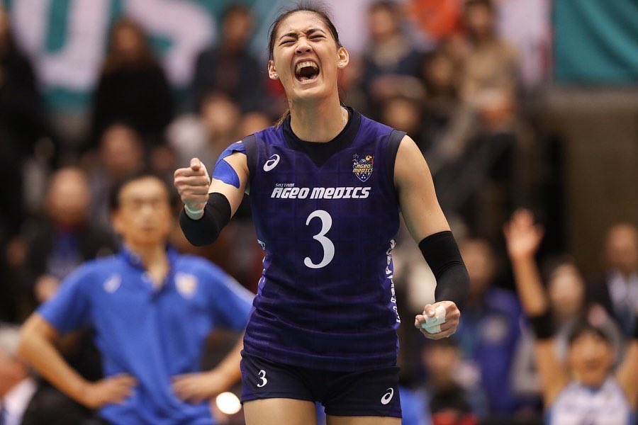 Middle blocker Jaja Santiago becomes the first Filipino player to win a med...