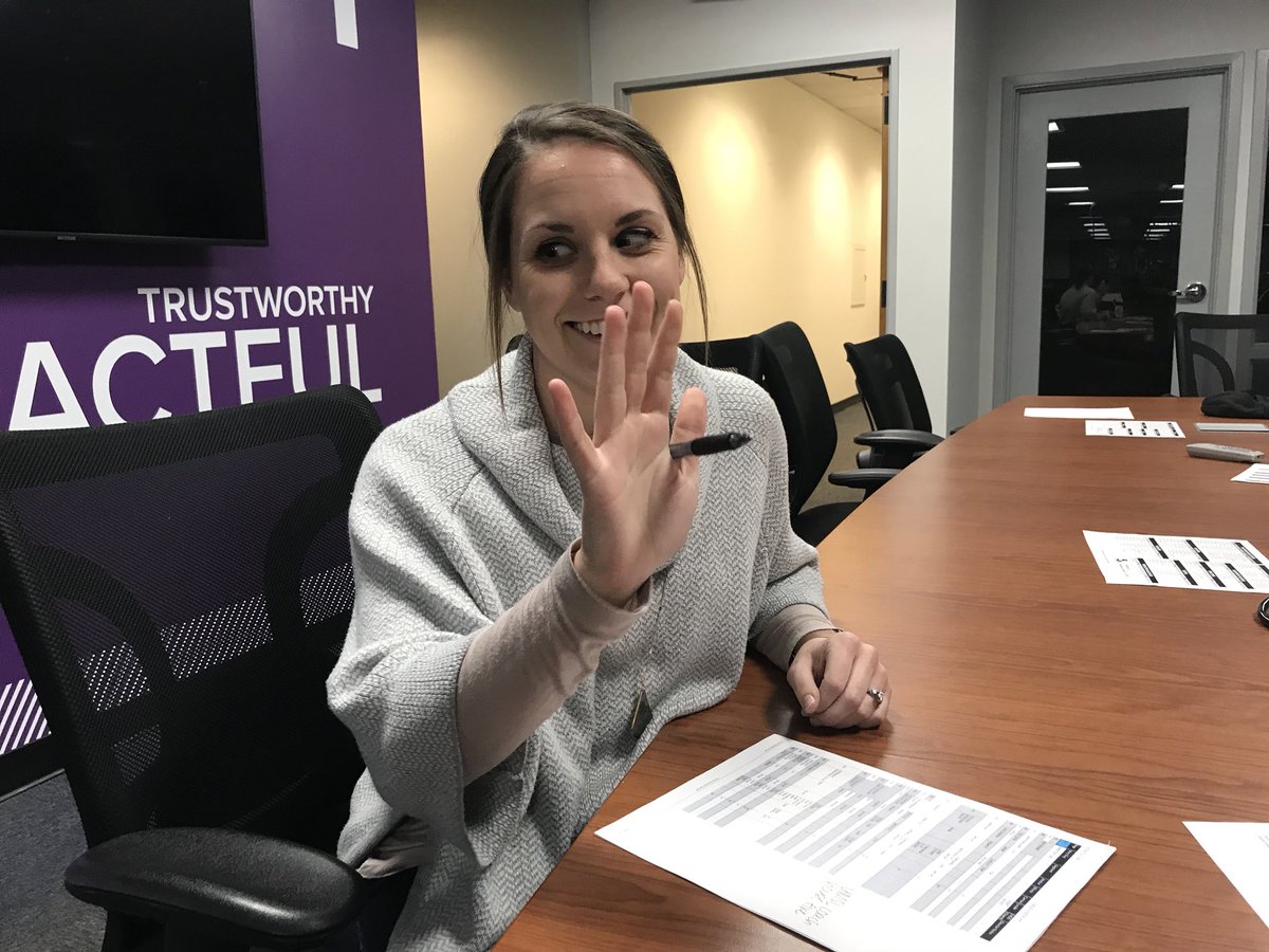 reneknottsports's tweet photo. . @mmays02 is very animated during the #TISL preshow meeting this morning. Megs produces the 6am and she is pumped about the product! She’s the best. 😁 https://t.co/6bXtD24LYS