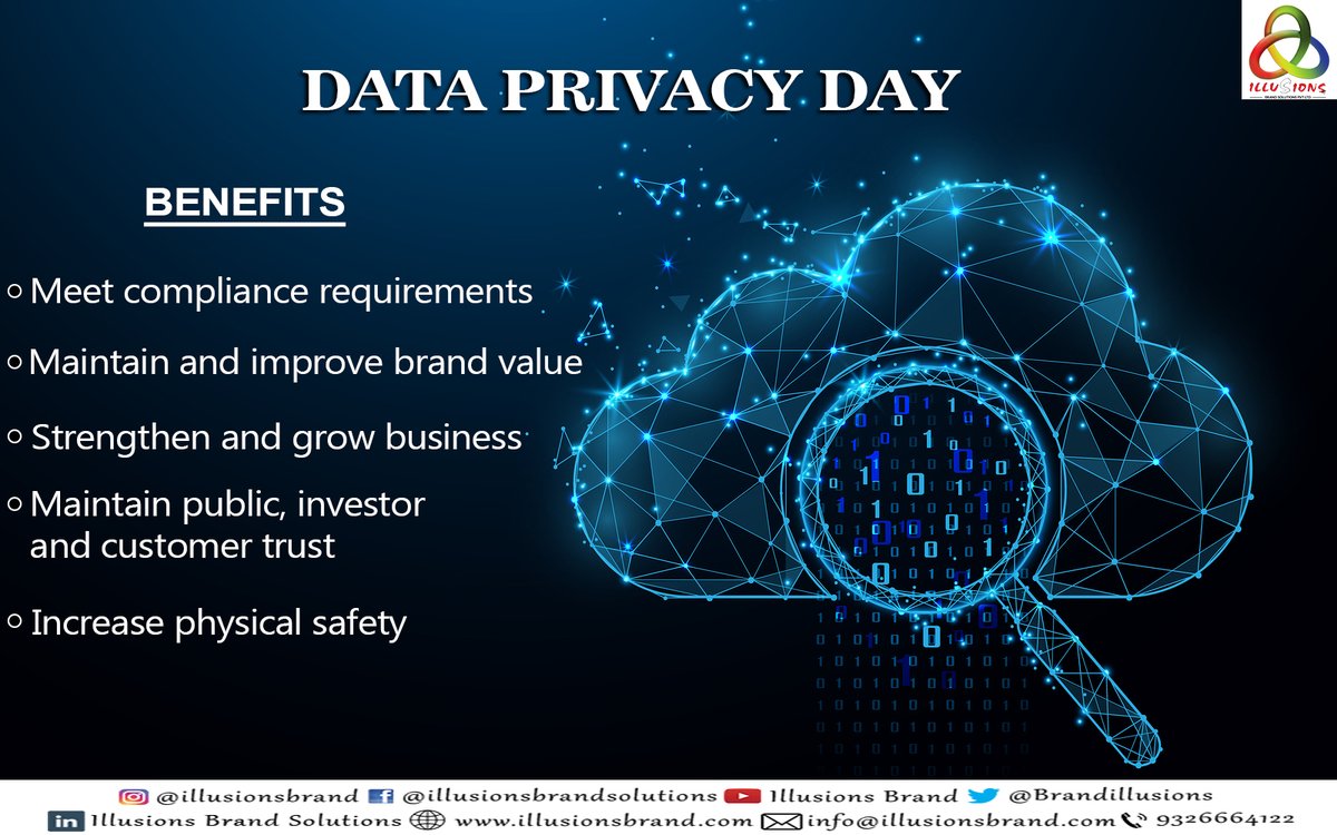 BrandIllusions's tweet photo. Top 5 Benefits of Data Privacy to help in your Business.
#dataprivacy #dataprivacyday #digitalworld #illusionsbrand #digitalmarketing #marketingdigital #marketing #dataprotection #technology #seo #digitalbenefit #digitalmarketingagency #brandingsolutions https://t.co/bDmWrbcKWt