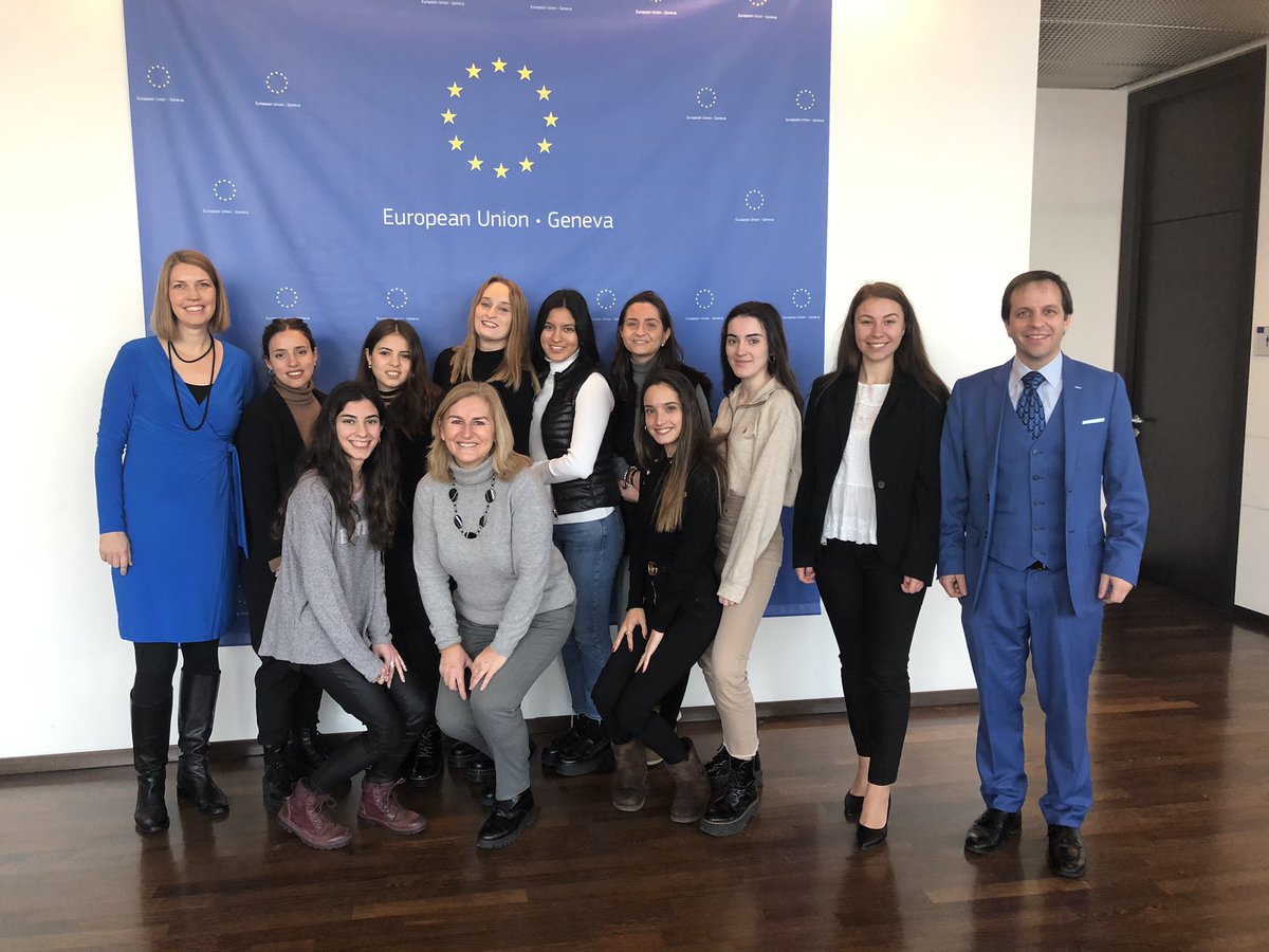 We were very pleased to meet a group of young students from Barcelona &amp; to discuss with them the work of the EU at the UN, underlining that multilateralism is at the core of our work in Geneva! <a href="/UAOCEU/">UAO CEU</a> <a href="/UPEACE/">University for Peace</a>  <a href="/PuyanaFernandez/">David Fernandez Puyana</a>